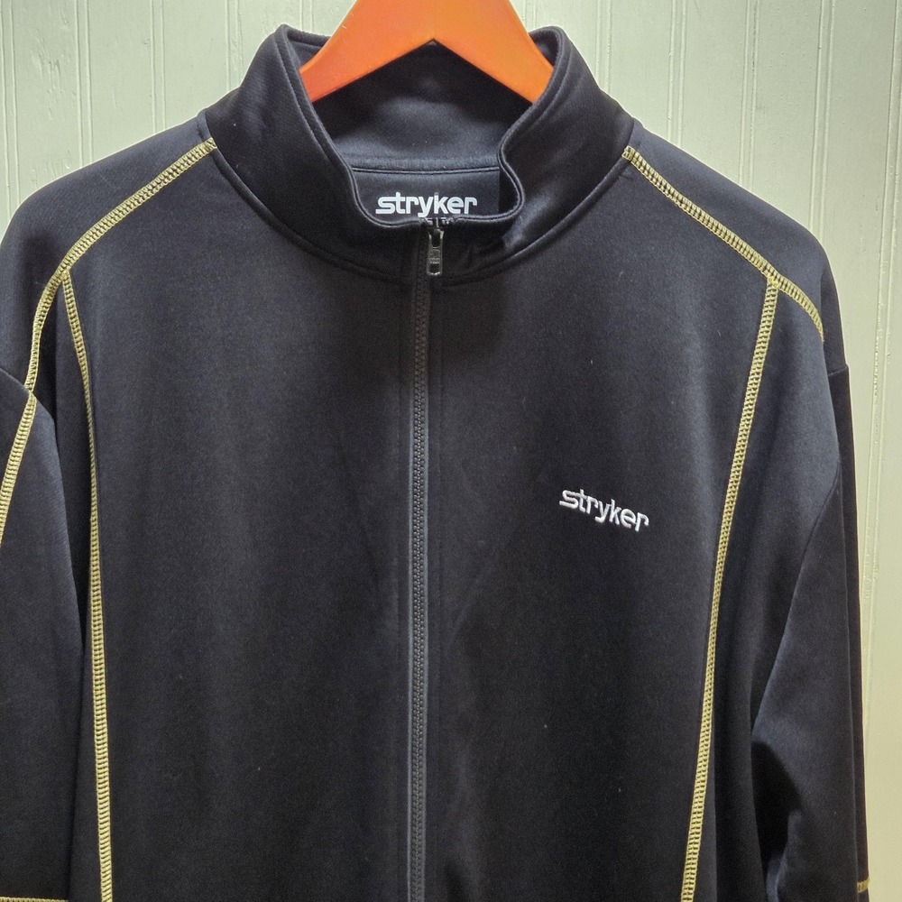 Stryker Track Jacket Mens 2XL Black Full Zip Stand Collar Contrast‎ Stitch Logo